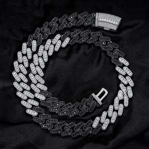 Chaîne cubaine Hip Hop en argent sterling 925 plaqué rhodium, bicolore noir et blanc, avec moissanite VVS 15 mm certifiée GRA, style glacé, idéale comme cadeau - Product Image 4