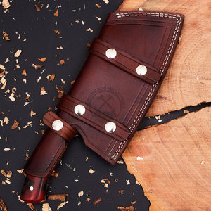 มีดเชฟตีขึ้นรูปด้วยมือ ใบมีดดามัสกัสทรงหยดน้ำ 7 นิ้ว ด้ามเรซิ่น ใช้ได้ทั้งสองมือ อเนกประสงค์ คมกริบ พร้อมซองหนัง - Product Image 6