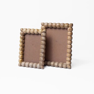 Round Wooden Beads Photo Frame Handmade Rectangle Tabletop Display Frame Custom <b>Home</b> Office Decor - Product Image 2