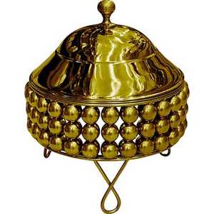 Exquisita olla caliente redonda multidiseño chapada en oro con tapa hecha a mano y perfecta para celebraciones de Ramadán elegancia hecha a mano - Product Image 6