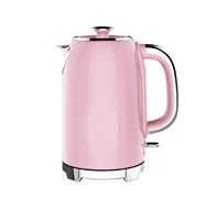 Promotion Bouilloire Électrique Sans Fil Rétro 1,7 L en Acier Inoxydable 1850-2200W Arrêt Automatique Protection Anti-Ébullition à Sec Rotation 360°