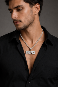 Pendentif Moissanite Lettre DENZ Iced Out avec Chaîne pour Homme, Argent, Or 10K 14K, Bijoux Hip Hop, Cadeau de Luxe, Style Tendance pour Homme - Product Image 6