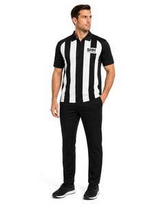 <span class=keywords><strong>Maglia</strong></span> da Arbitro a Righe Bianche e Nere per Uomo, <span class=keywords><strong>Manica</strong></span> Lunga, Colletto Polo, <span class=keywords><strong>Mezza</strong></span> Zip, Tasca sul Petto, Jersey Professionale per Arbitri di Calcio - Product Image 5
