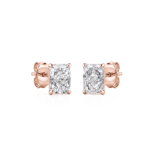 Boucles d'oreilles solitaires de mariage en or massif 10K 14K 18K avec diamant de laboratoire taille radiant de qualité DEF Couleur VS Pureté VVS certifié IGI - Product Image 2