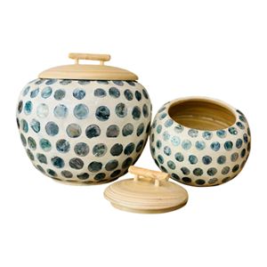 Handmade Mother of Pearl Inlaid <b>Bamboo</b> Storage Jar Natural <b>Bamboo</b> Decorative <b>Container</b> with Lid for Home Kitchen Gift Use - Product Image 4