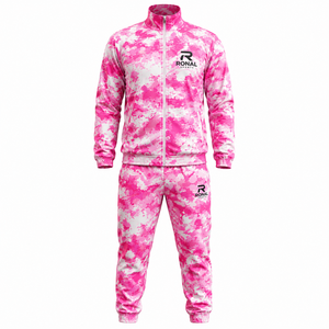 Ensemble de survêtement camouflage rose pour homme RONAL, sweat-shirt et pantalon sportifs à fermeture éclair intégrale, respirant, en polyester, pour le printemps, vêtements décontractés de qualité supérieure - Product Image 1