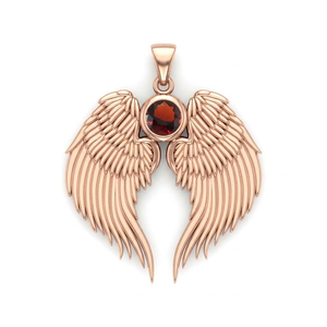 Crystal Quartz Angel Wing Birthstone Pendant Rose Gold Plated with Round Quartz Crystal 3 cm Celestial Wing Charm Necklace - Product Image 6