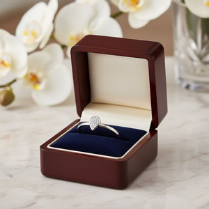 Anillo de Boda de Oro Blanco de 14K con Diamante Redondo de 0.20 TCW en Forma de Pera |   Anillo de Novia Elegante con Color GH y Claridad SI, Joyería Fina, Regalo para Mujer - Product Image 2
