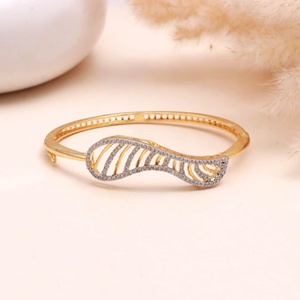 Brazalete Abrible de Latón Chapado en Oro de 22K con Circonitas, Brazalete Kada, Joyería Tradicional para Bodas, Regalo para Ella - Product Image 2