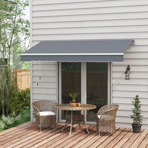 Tenda da Sole Retrattile Manuale 3x2,4m Grigio Scuro per Patio, Protezione UV, Apertura Facile con Manovella, Antivento, 5m per Terrazze - Product Image 2