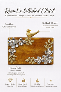 กระเป๋าคลัทช์ทรงครึ่งวงกลมประดับเรซิ่น ตกแต่งคริสตัลและมุก ปิดด้วยแม่เหล็ก สายคล้องโซ่-แฟชั่นลำลอง ลายหิน - Product Image 6