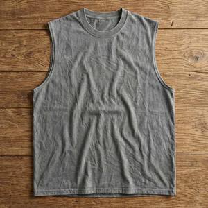 Camiseta sin mangas de algodón pesado de 220 g/m² para hombre, estilo vintage lavado, corte holgado, sin mangas, estilo urbano, personalizada OEM - Product Image 5