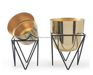 Haute Or Poli Pot De Fleur Jardinières Stand Nouveau Design Décor À La Maison pour Intérieur Salon De Mariage Hôtel Poudre Enduit - Product Image 2