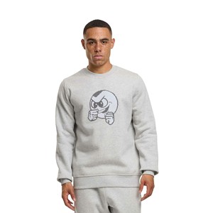 Sweat-shirt gris à col rond pour homme, imprimé de dessins animés brodés, logo personnalisé, coupe classique, pull en tricot, décontracté pour l'hiver - Product Image 1