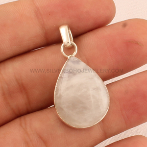 Colgante de Piedra Lunar Arcoíris Natural, Plata de Ley 925, Venta al por Mayor, Colgante de Gema de Piedra Lunar Fuego Azul AAA, Joyería de Plata Hecha a Mano - Product Image 5