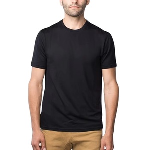 Camisetas 100% algodón con impresión de logotipo personalizado, camisetas con cuello redondo para hombre, camisetas informales de algodón con cuello redondo para uso diario, camisetas negras - Product Image 2