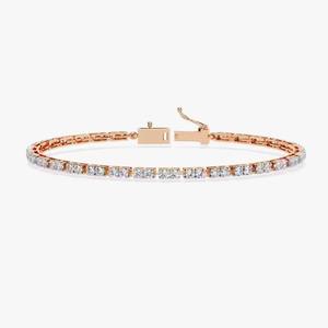 Silver <b>Rose</b> Gold Plated Moissanite Tennis Bracelet Brilliant Cut Channel Setting Geometric Design Trendy Unisex Everyday Wear - Product Image 1