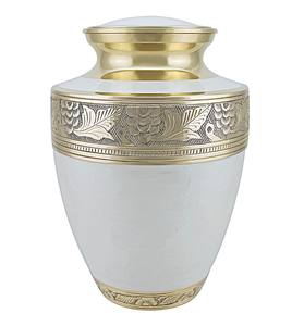 Urne funéraire en laiton poli gravé blanc pour cendres humaines adultes, style américain/européen - Product Image 1