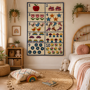 Tapiz Rectangular Hecho a Mano de 3x2 Pies, Arte Textil Colorido de Primera Calidad, Estilo Bohemio, Ecológico y Sostenible, para Niños, Ramadán, Cumpleaños - Product Image 3