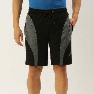 Shorts Bermuda Homme Noir et Gris à Blocs de Couleurs avec Cordon de Serrage à la Taille, Poches, Séchage Rapide, Style Sportif, Taille Mi-Haute - Product Image 3