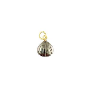 925 Sterling Silver Pyrite Gemstone Pendentif avec Sea Shell Carving 12mm Or Vermeil Guérison Pierre de Cristal pour Enfants - Product Image 1