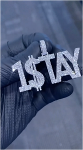 Collier Pendentif Lettre Cursive Personnalisée en Moissanite Ronde, Plaqué Or et Argent, Bijou Hip Hop avec Breloques Iced Out, Idéal Cadeau - Product Image 3