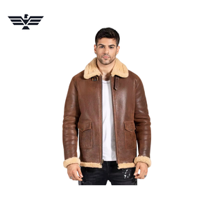 Chaqueta de Cuero Genuino para Hombre EMPIRE TREND WEARS, Forro de Piel Sintética, Cuello Camisero, Cierre de Cremallera, Corte Ajustado, Estilo Motero, Invierno - Product Image 6