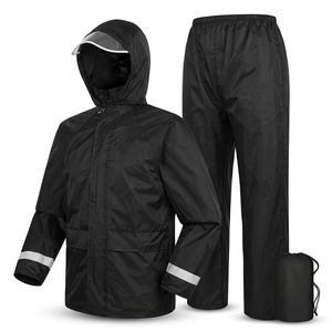 Combinaison de pluie imperméable en gros, 2 pièces (veste et pantalon) avec bandes réfléchissantes, légère et portable, pour adultes - Product Image 5