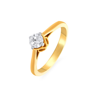 Anillo Solitario Solo Sheen, Anillo de Diamantes Solitario de Corte Redondo en Oro Sólido de Lujo, Anillo de Compromiso Elegante y Minimalista para Mujer - Product Image 1