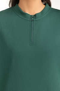 Fabricante de Camisetas Personalizadas para Mujer, Último Diseño, Camiseta Verde Oscuro con Cierre, 100% Algodón, Manga Corta - Product Image 4