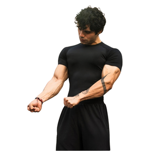 Camiseta de Compresión Negra Personalizada para Hombre, Manga Corta, Cuello Redondo, Ajustada, para Gimnasio, Entrenamiento, Deporte, Ropa Deportiva, Capa Base - Product Image 2