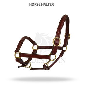Premium <b>Leather</b> Horse Halter Padded Adjustable Brass Hardware <b>Headcollar</b> - Product Image 2