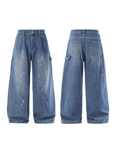 Custom Regular Fit Straight Mid Waist Mens Jeans 100% Cotton Fabric Denim <b>Pants</b> Men's Baggy jeans Mud Wash Denim <b>Pant</b> For Men - Product Image 3