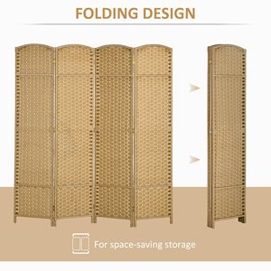 Portable 4-Panel 5.6FT Tall <b>Folding</b> Room Divider <b>Screen</b> Nature Wood Privacy Freestanding Partition for Home Office - Product Image 5