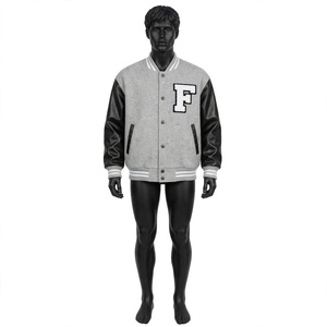 Chaqueta Varsity Retro de Béisbol para Hombre, de Lana con Mangas de Cuero PU, Estilo Letterman, con Letras Chenille Personalizadas, Venta al por Mayor, Tendencia Actual - Product Image 1