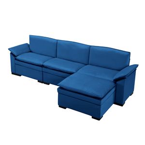 Divano Componibile Blu Navy 117.7 con Pouf per Soggiorno - Product Image 3