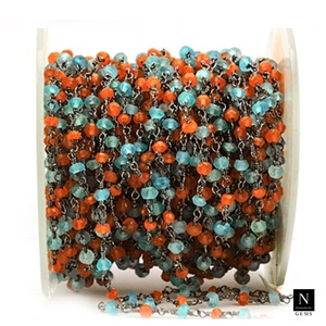 Cornaline avec mélange de pierres précieuses rondes à facettes chapelet perle chaîne rouleau pour la fabrication de bijoux déclaration collier à la main boucle d'oreille Bracelet - Product Image 4