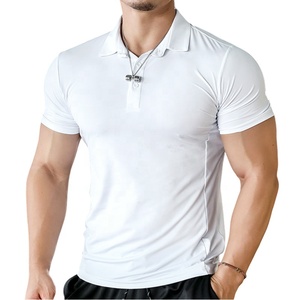 Polo de haute qualité avec impression personnalisée du logo, t-shirt de sport et de fitness à manches courtes, polo de golf uni pour homme en vente - Product Image 1