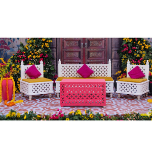 Stylish Moroccan Wedding <b>Bench</b> Set for Mehndi Decor Boho Wedding <b>Bench</b>, Carved Settee Indian Wedding Decor Solid Wood Carving UK - Product Image 1