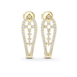 ZAWO HOUSE for Certified Gold Plated Silver Lab Grown Brilliant Cut Diamond <b>Stud</b> <b>Earrings</b> Unique Modern <b>Chain</b> Design Wedding - Product Image 1