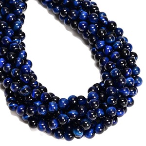 ลูกปัดหินตาเสือสีน้ำเงินทรงกลมเรียบจากโรงงาน Rare Gems ขนาด 8 มม. ความยาว 15.5 นิ้ว - Product Image 5