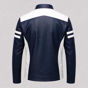 Veste de moto rétro en cuir véritable pour homme, style ancien, en cuir de vachette pleine fleur, coupe ajustée, col à revers, tendance décontractée - Product Image 2
