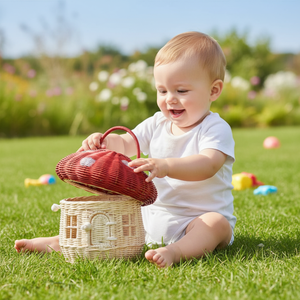 ตะกร้าหวายรูปเห็ดทำมือจากเวียดนาม ตะกร้าเก็บของสานธรรมชาติสำหรับตกแต่งห้องเด็กและจัดระเบียบ ขายส่ง - Product Image 5