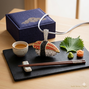 Pendentif tendance et élégant au design unique en argent sterling 925 plaqué or, personnalisé, avec moissanite, motif sashimi sushi roll, cadeau très prisé pour enfants - Product Image 6