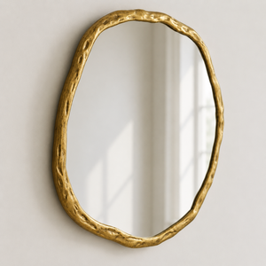 Luxury Irregular Gold Wall <b>Mirror</b> Textured Metal Frame Round Decorative <b>Mirror</b> For Living Room Bedroom Home Decor Accent - Product Image 2