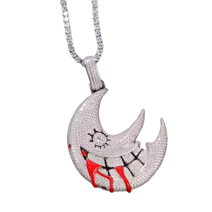 Pendentifs et Breloques de Luxe pour Hommes, Style Hip Hop, en Or, avec Moissanite Givrée, Lettre et Lune Zombie, Certifiés GIA, Cadeau pour Fête et Anniversaire - Product Image 1