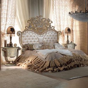 Clásico cama tamaño King con mesitas de noche italiano real dormitorio de muebles de madera tallada rey tamaño conjunto de muebles - Product Image 3