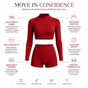 Conjunto de Yoga sin Costuras de Cintura Alta para Mujer, Ropa de Gimnasio, Top Corto de Manga Larga y Pantalones Cortos Deportivos, Conjunto Deportivo de 2 Piezas, Ropa Deportiva Activa - Product Image 5