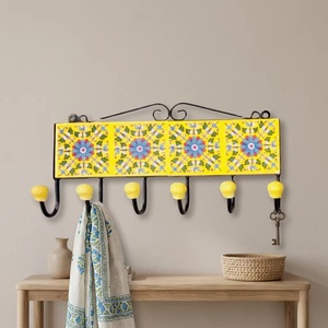 Bravo Vintage Yellow Ceramic Tile <b>Wall</b> Coat <b>Hook</b> <b>Rack</b> 1 <b>Hook</b> Handmade Flower Design Waterproof Adjustable Eco-Friendly - Product Image 5