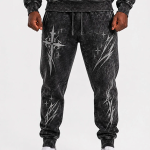 Custom LOGO Streetwear Jogging <b>Set</b> Zip up Acid Wash Tracksuit SweatSuit Hoodie and Straight Leg <b>Sweatpants</b> <b>Set</b> Men Hoodie - Product Image 4
